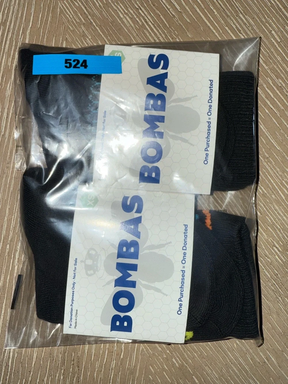 Bombas Youth XS Black Athletic Crew Socks with Blue & Orange Accents 2 Pack NWT